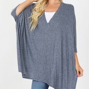 ⭐ Only 2 Left⭐ Melange Oversize Poncho Cement